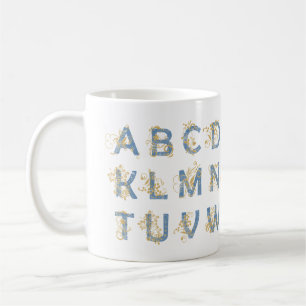 Caneca De Café Alfabeto Redemoinho Dourado – Elegante