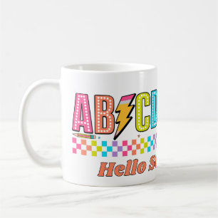 Caneca De Café Alfabeto Retro ABCD Relâmpago Volta às Aulas