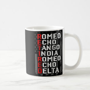 Caneca De Café Alfabeto Telefônico Fora Aposentada Veterana Ameri