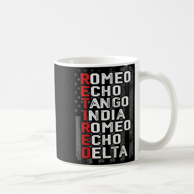 Caneca De Café Alfabeto Telefônico Fora Aposentada Veterana Ameri (Direita)