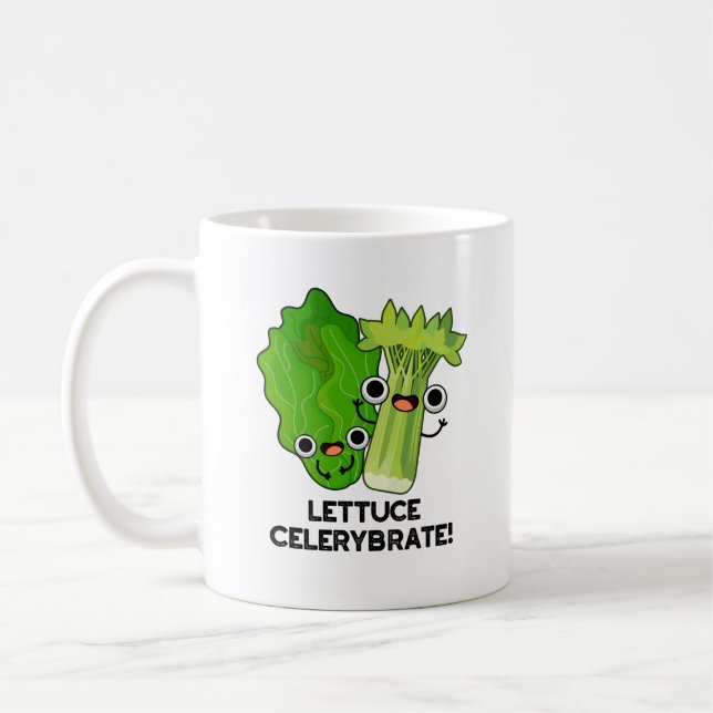 Caneca De Café Alface Celerybrate Funny Veggie Pun (Esquerda)