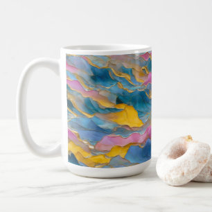 Caneca De Café "Algeciras" Ondas de Areia Azul Rosa