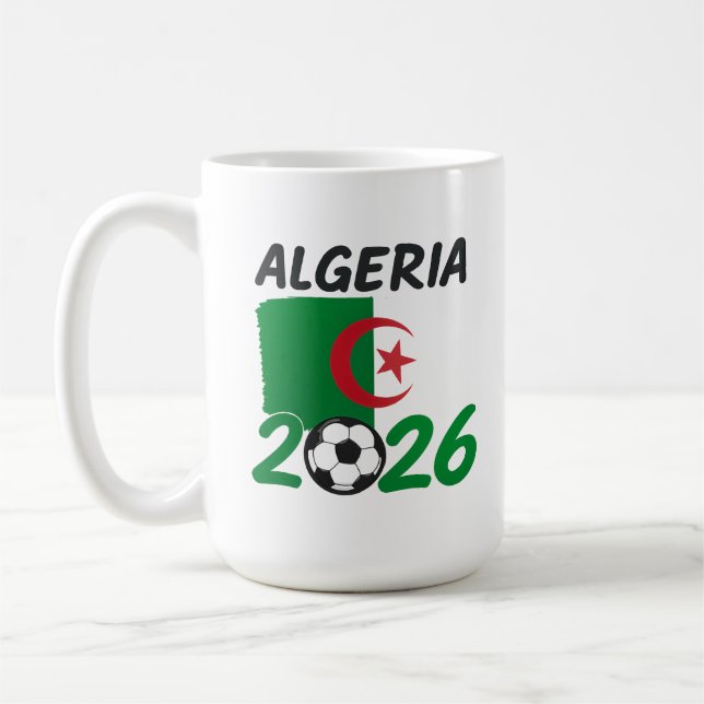 Caneca De Café Algeria 2026 Soccer Fan Design with Crescent Star  (Esquerda)