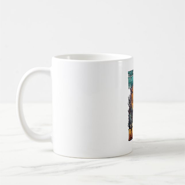 Caneca De Café Algo Assombra Lua Halloween Zumbi Mão Túmulo (Esquerda)