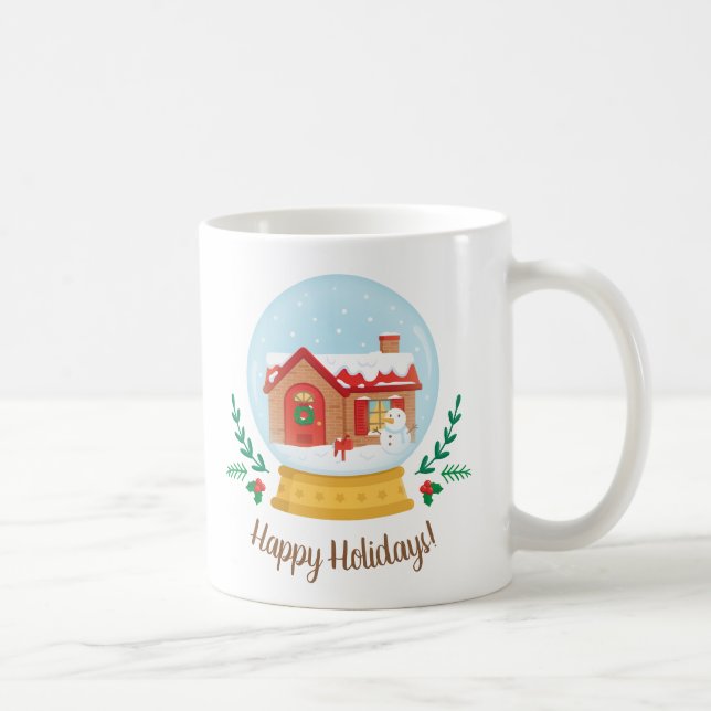 Caneca De Café Algodão Casa e Neve Globo de Neve (Direita)
