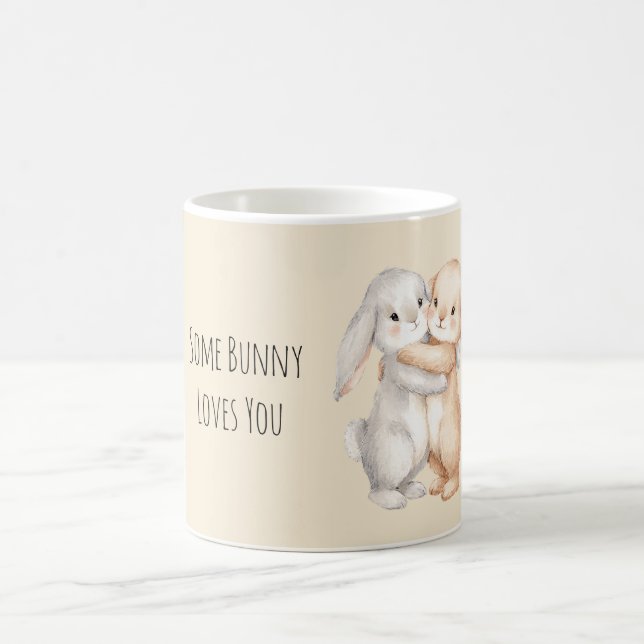 Caneca De Café Algum Coelhinho Ama Você Coelhos Abraçando (Centro)