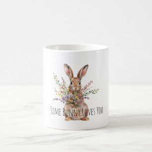 Caneca De Café Algum Coelhinho Ama Você Floral