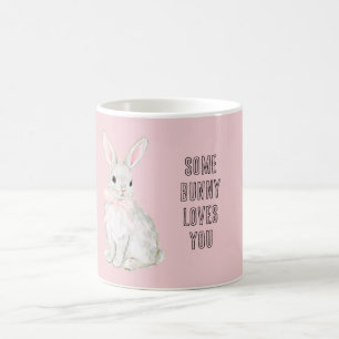 Caneca De Café Algum Coelhinho Ama Você Laço Rosa