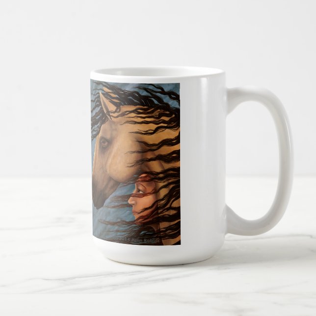Caneca De Café Aliados - Cavalo e Mulher - Mug Clássico (Direita)