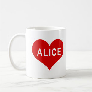 Caneca De Café ALICE NAME Red Love Heart