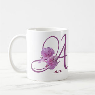 Caneca De Café Alice, nome personalizável, rosa rosa rosa, menina