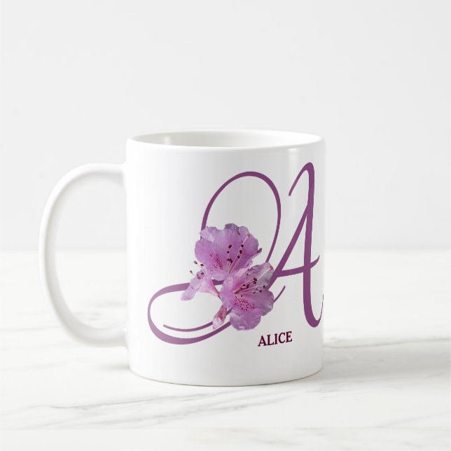 Caneca De Café Alice, nome personalizável, rosa rosa rosa, menina (Esquerda)