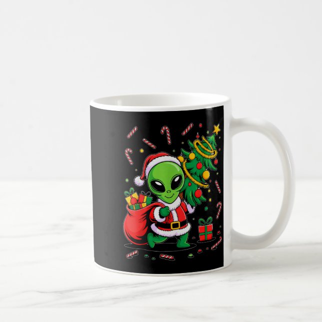 Caneca De Café Alien Christmas Tree Lights Xmas Funny Alien  (Direita)