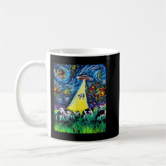 Caneca De Café Alienígena Abdutora Vaca OVNI Starry Night Engraça