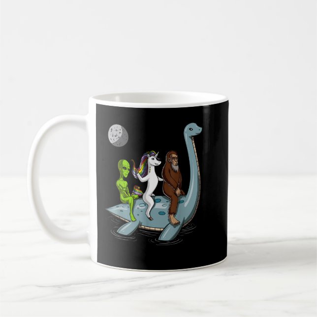 Caneca De Café Alienígena Bigfoot Unicorn Andando Loch Ness Monst (Esquerda)