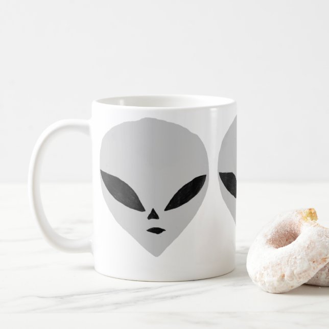 Caneca De Café Alienígena Cinza (Com Donut)