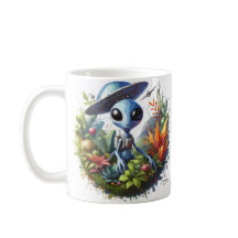 Alienígena com nave espacial na Terra