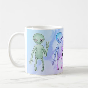 Caneca De Café Alienígena da Paz Cansado