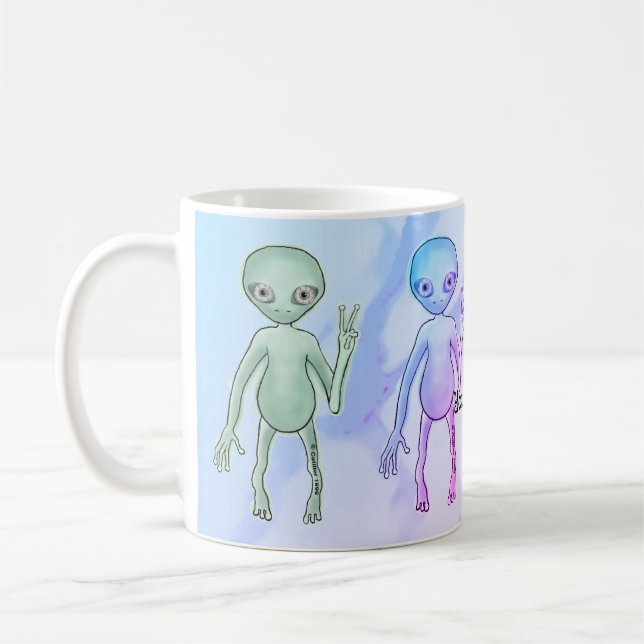 Caneca De Café Alienígena da Paz Cansado (Esquerda)