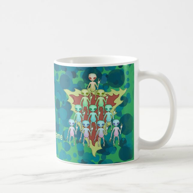 Caneca De Café Alienígena de triângulo verde (Direita)
