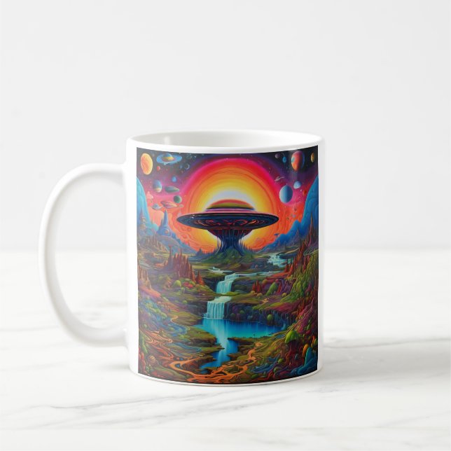 Caneca De Café Alienígena do Dreamscape Psychedelic (Esquerda)