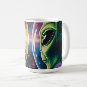 Caneca De Café Alienígena e astronauta no espaço