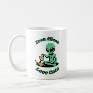 Caneca De Café Alienígena e Gato Bonito. Animal engraçado