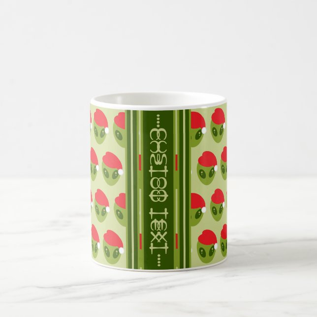 Caneca De Café Alienígena em Santa Hat Motif Seu Texto em Glifos (Centro)