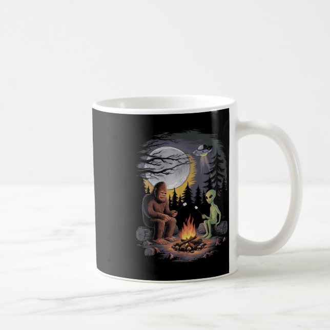Caneca De Café Alienígena Engraçada E Pé Grande A Caminhar A Lua  (Direita)