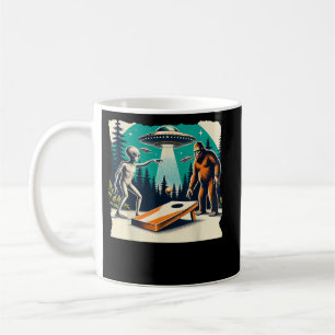 Caneca De Café Alienígena Engraçada Tocando Pé Grande E OVNI