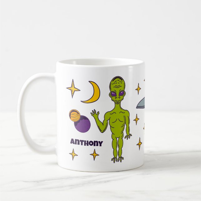 Caneca De Café Alienígena Espacial com Saucer Voador Personalizad (Esquerda)