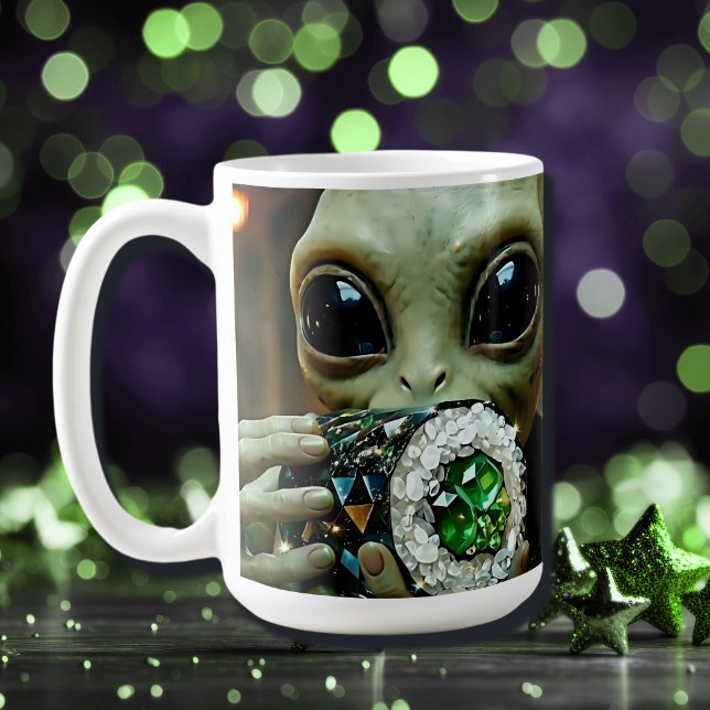 Caneca De Café Alienígena Extraterrestre e Comida Cristalina (Criador carregado)