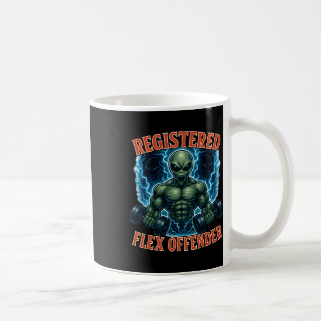 Caneca De Café Alienígena Muscular Registrada Flex Offender Funny (Direita)