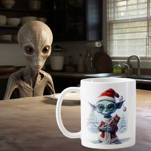 Caneca De Café Alienígena OVNI de Natal 