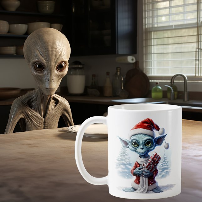 Caneca De Café Alienígena OVNI de Natal  (Criador carregado)