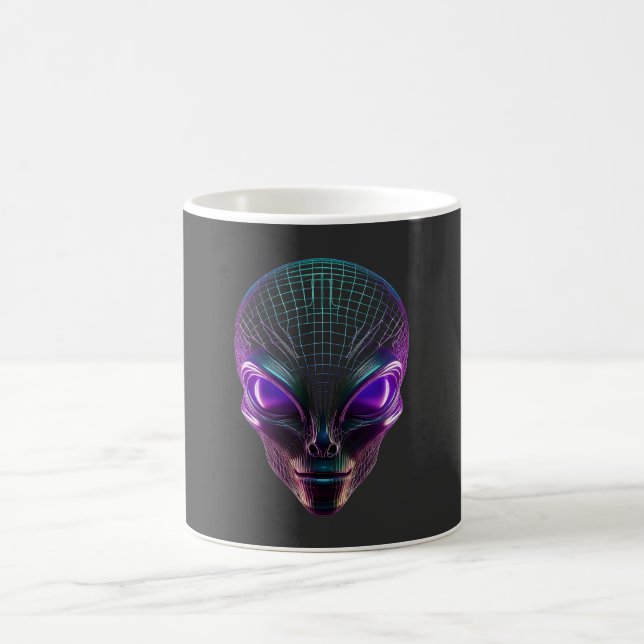 Caneca De Café Alienígena Roxo Com Olhos Luminosos (Centro)