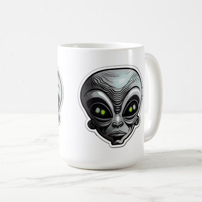 Caneca De Café Alienígena Sticker Art Classic Mug, 15 oz (Frente Esquerda)