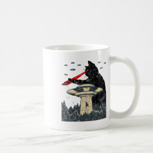 Caneca De Café Alienígena Ufo Abdução Laser Olho Engraçado
