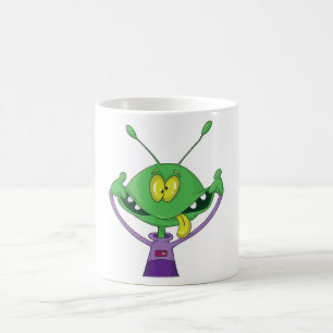 Caneca De Café Alienígena Verde Engraçado Fazendo Careta Boba