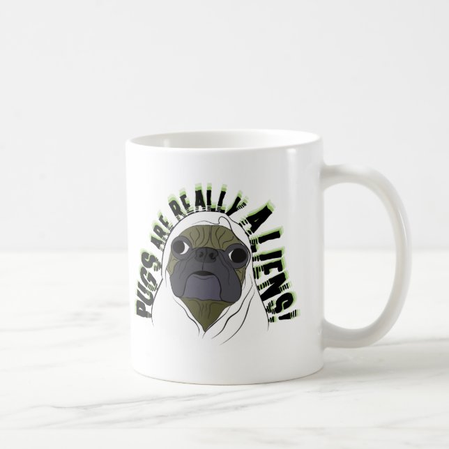 Caneca De Café aliens dos pugs (Direita)