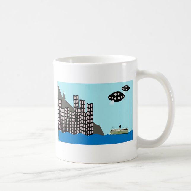 Caneca De Café Aliens invadem Hong Kong (Direita)