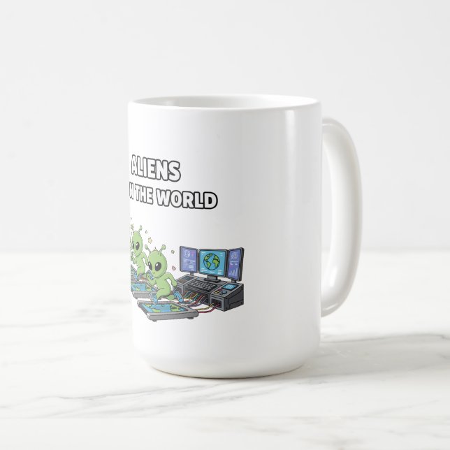 Caneca De Café Aliens Run the World (Frente Esquerda)