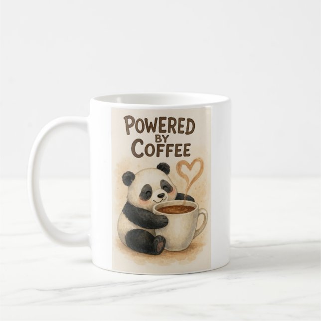 Caneca De Café Alimentado por café - Cute Panda Engraçado Mug (Esquerda)