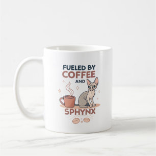 Caneca De Café Alimentado por Café e Arte de Gato Sphynx