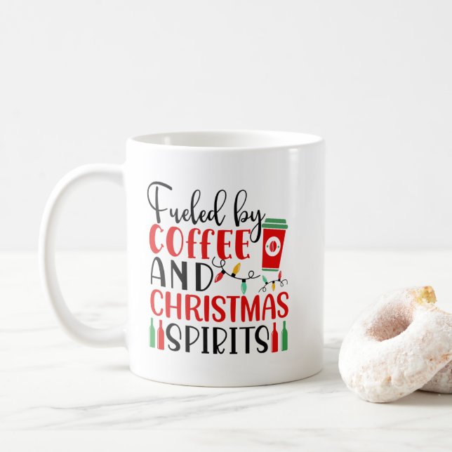 Caneca De Café Alimentado por café e espíritos de Natal (Com Donut)