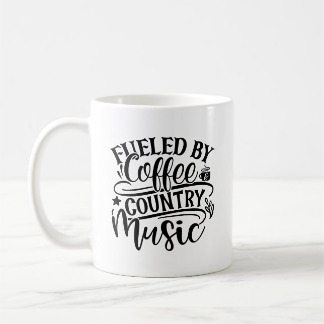 Caneca De Café Alimentado Por Café E Música Country (Esquerda)