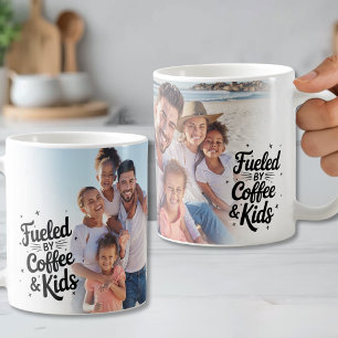Caneca De Café Alimentado Por Café & Foto Engraçada de Crianças C