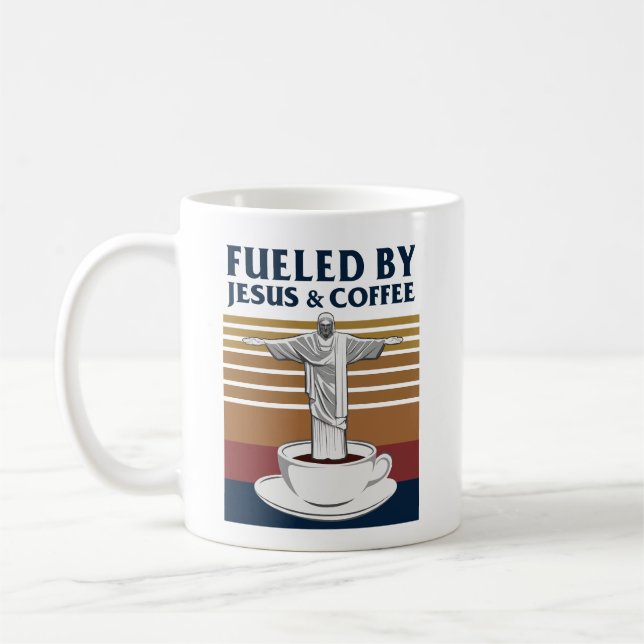 Caneca De Café Alimentado Por Jesus E Café (Esquerda)