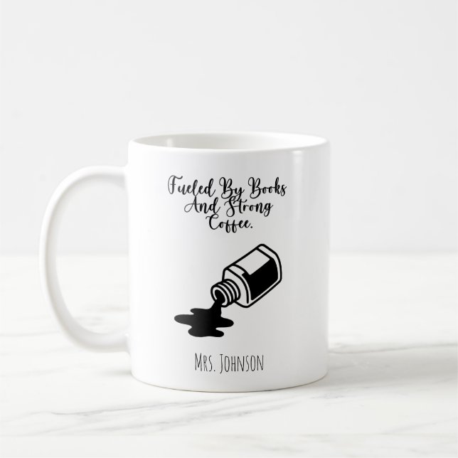 Caneca De Café Alimentado Por Livros E Café Forte Vida De Leitor (Esquerda)