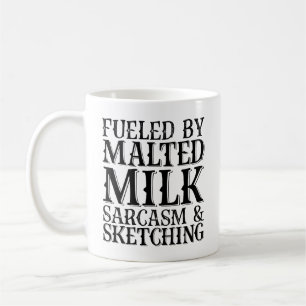Caneca De Café Alimentado Por Sarcasmo De Leite Maltado E Desenho